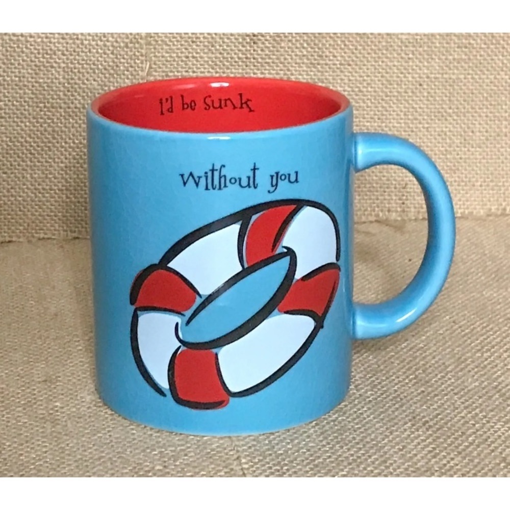Silvestri Max And Lucy Without You I'd Be Sunk Blue Mug Cup Cute Twee Romance